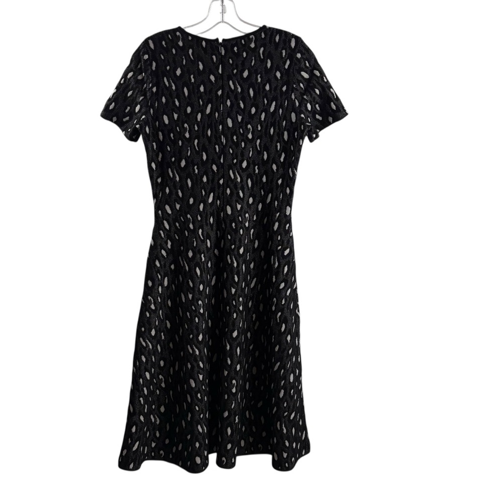 Carolina Herrera Leopard Jacquard Short-Sleeve Fit-&-Flare Dress Size Small